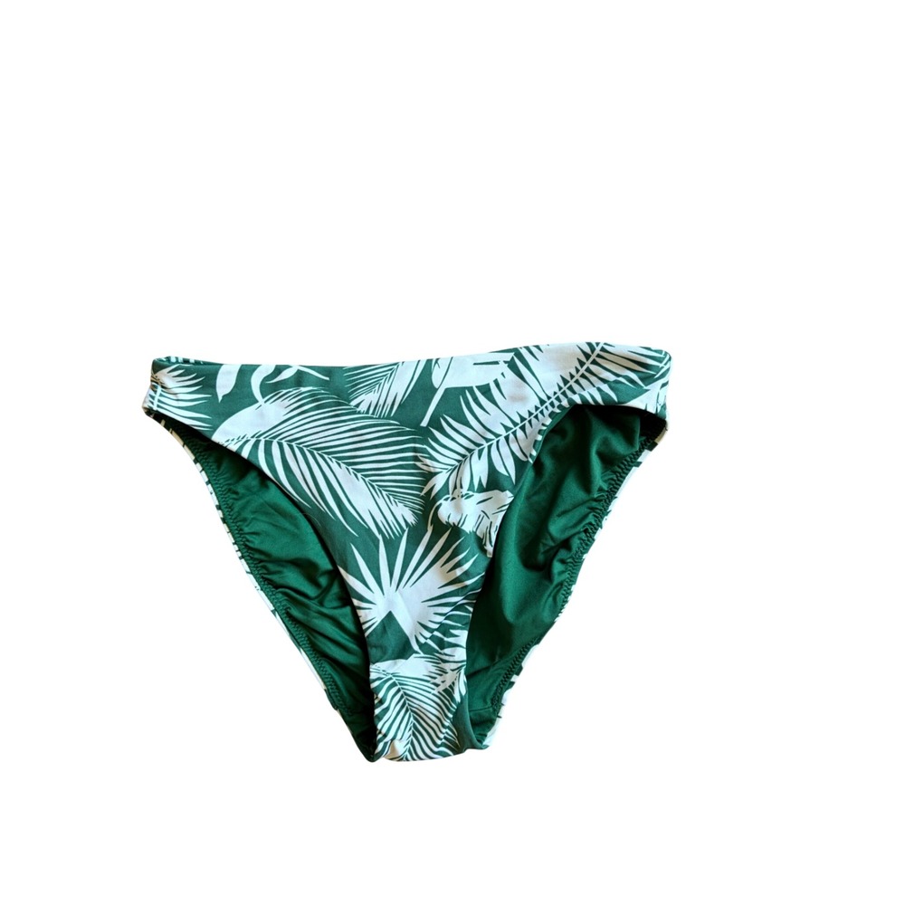 Shade & Shore Tropical Palm Floral Mid Rise High Leg Bikini Swim Bottoms Large